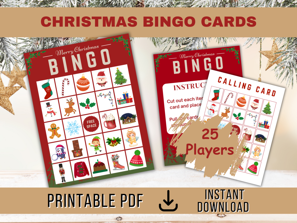 Printable Christmas Bingo Cards for Large Groups A Sparkle of Genius