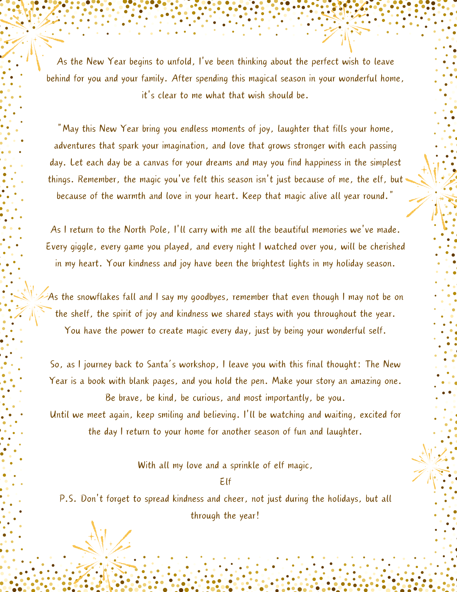 new years letter from elf