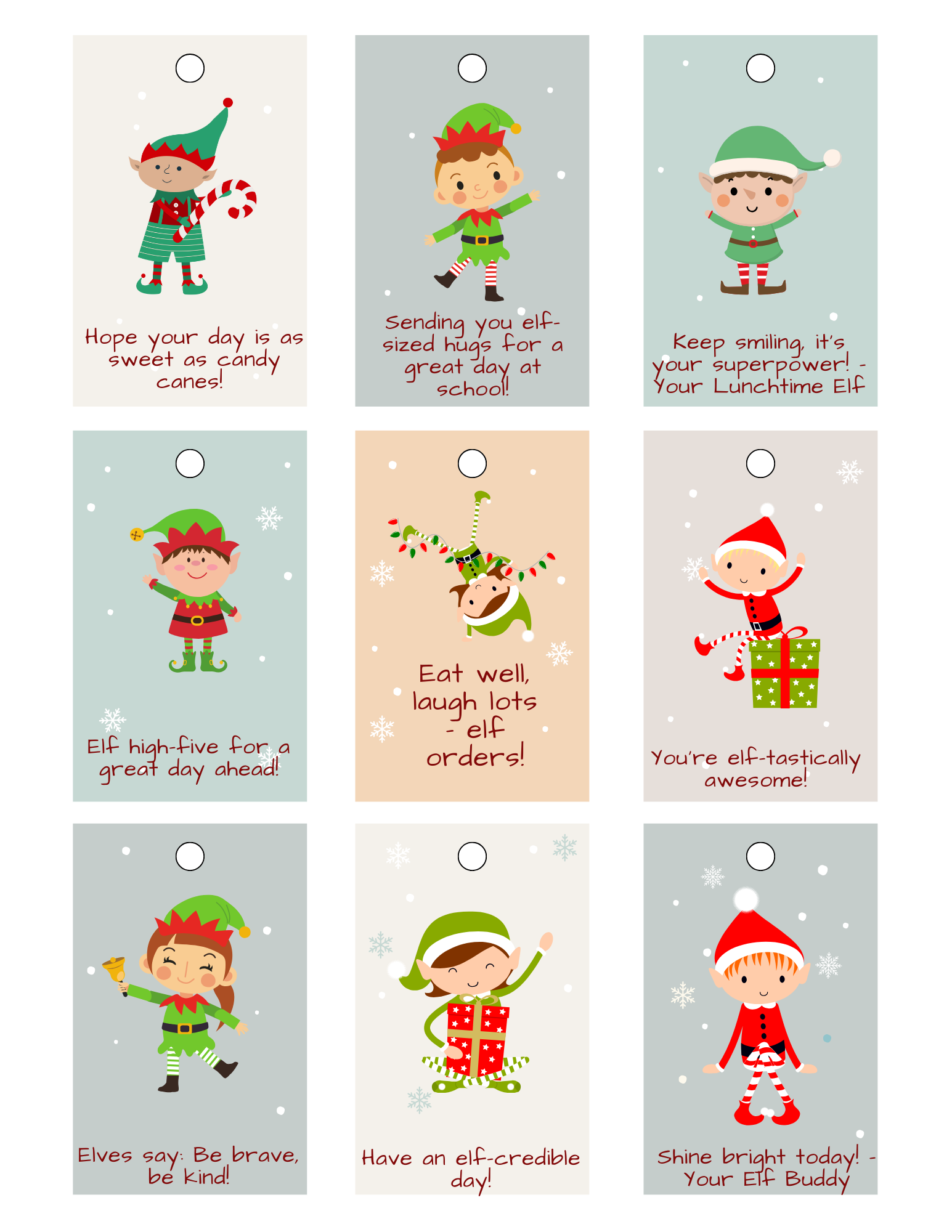 elf lunch box notes