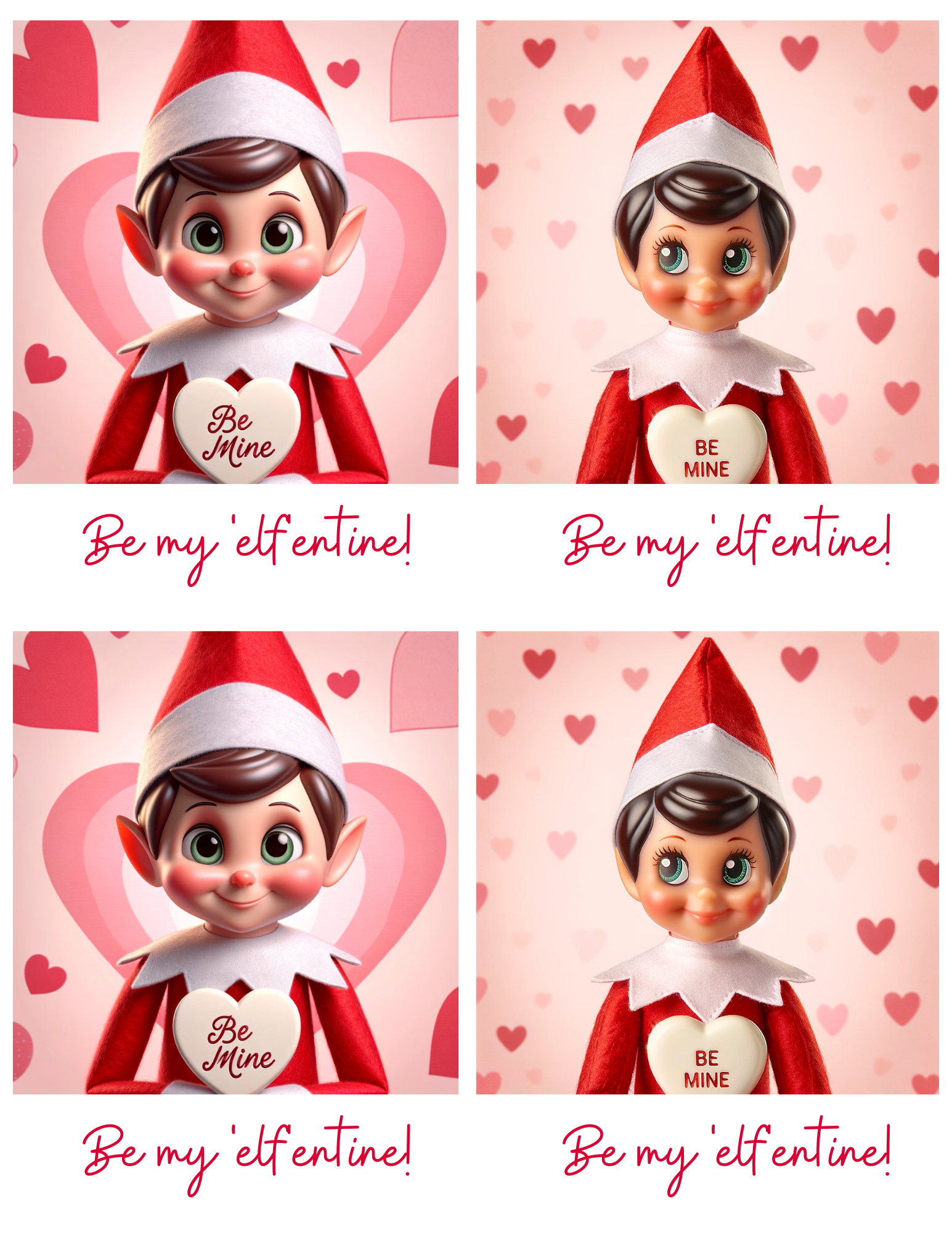 Printable Elf Valentine cards