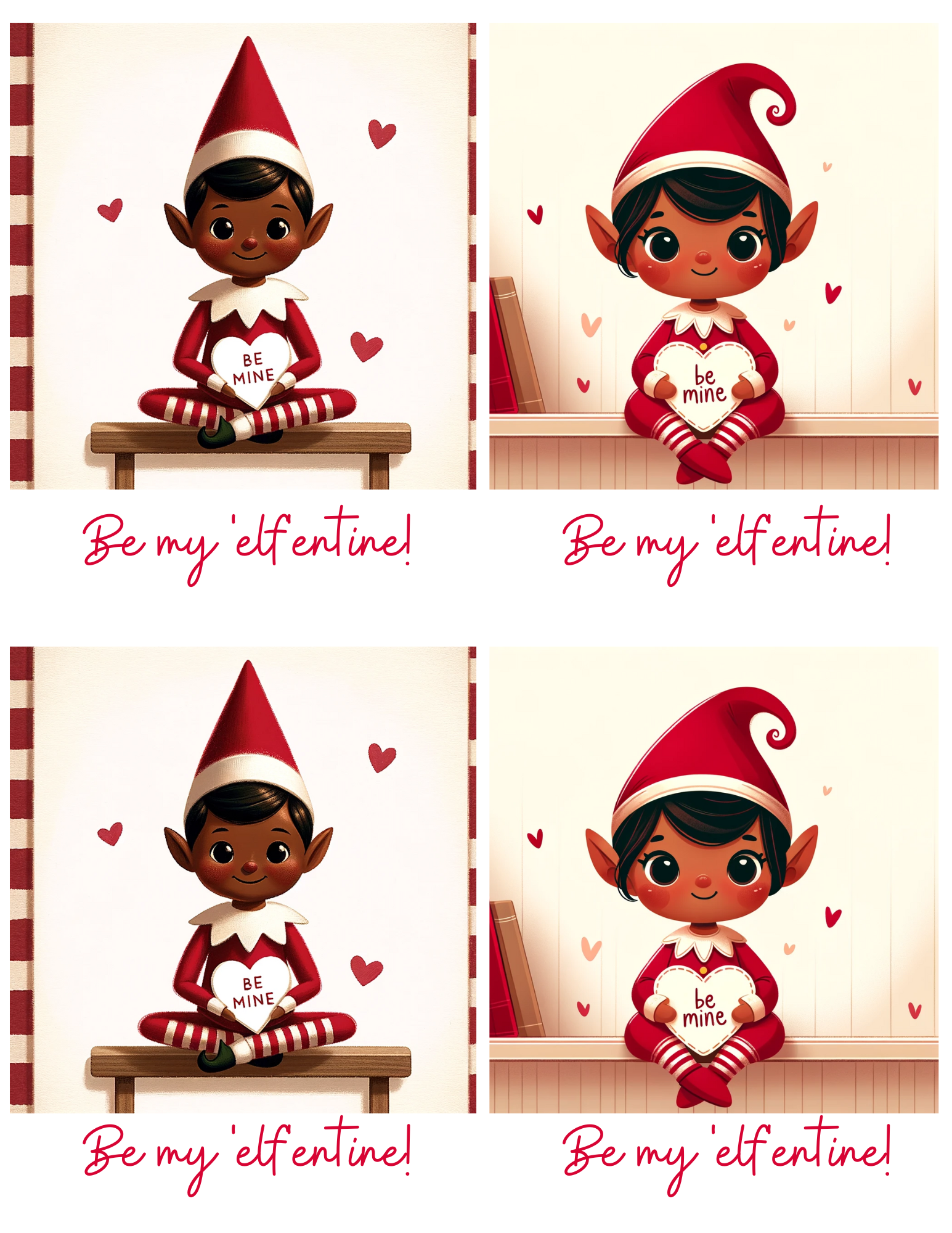 Printable image with 4 valentine cards