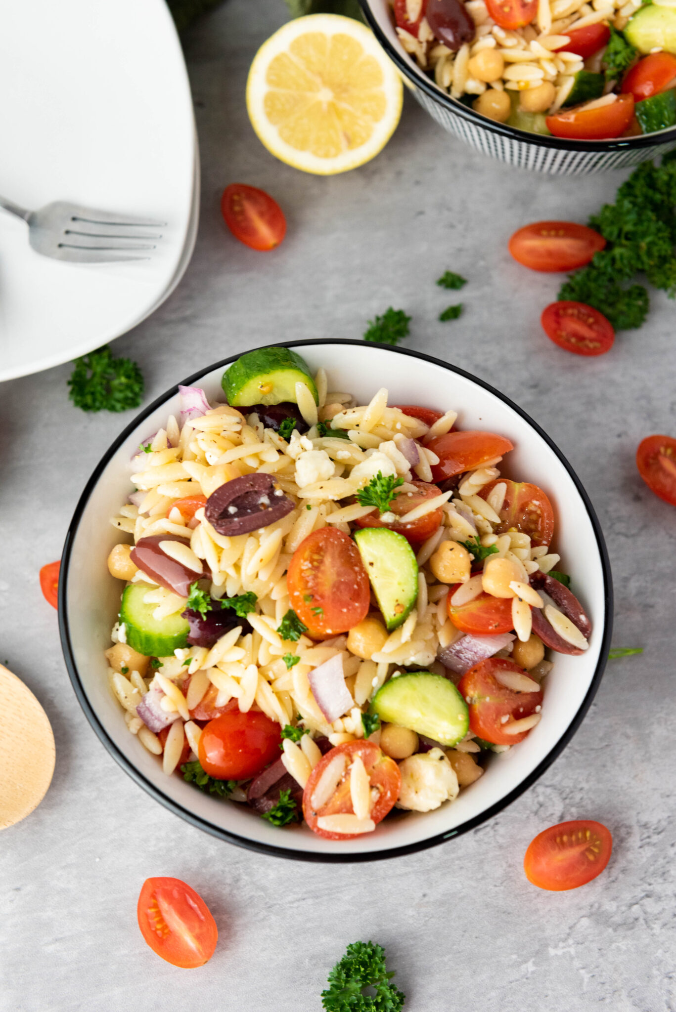 easy orzo pasta and ingredients