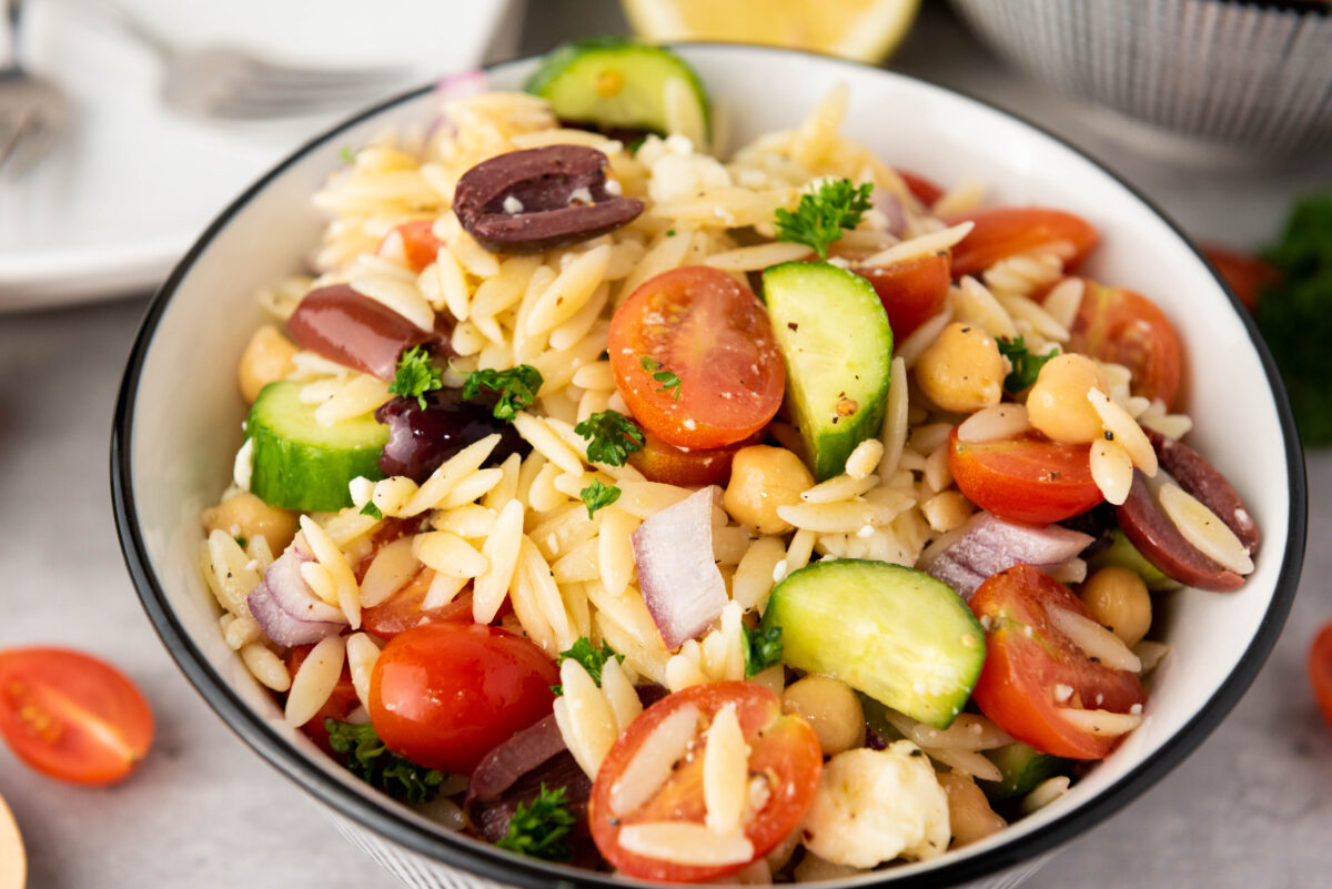 easy orzo pasta in a bowl