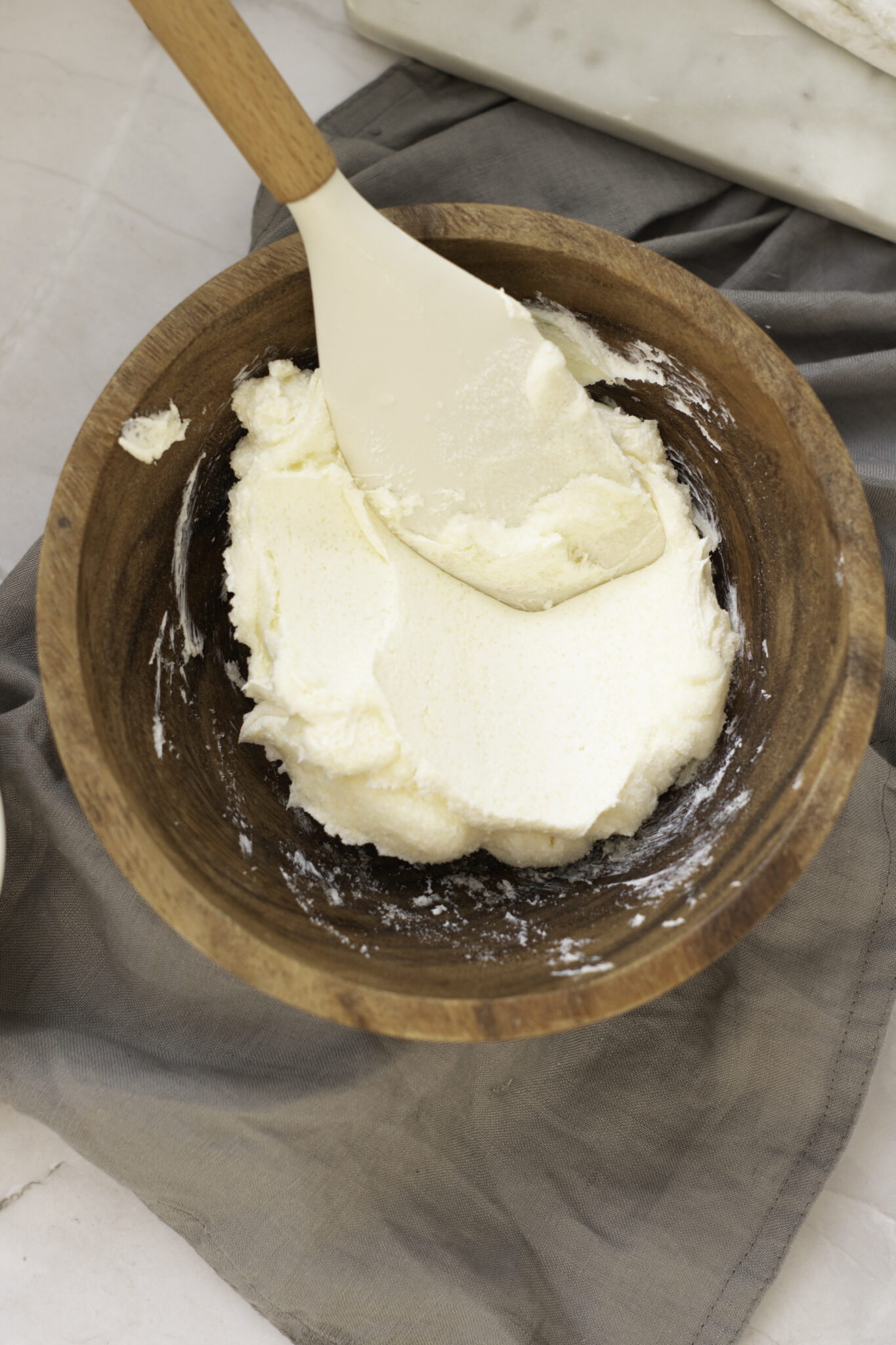 in process photo with cream cheese