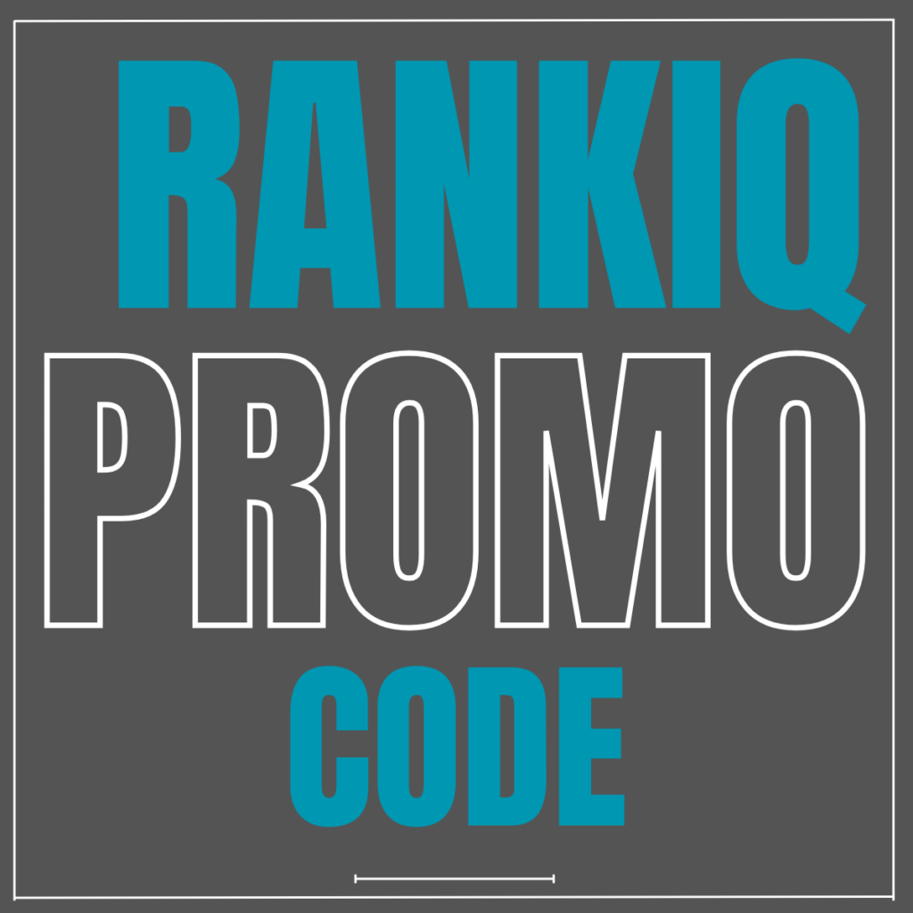 Promotional graphic for a discount code from rankiq.