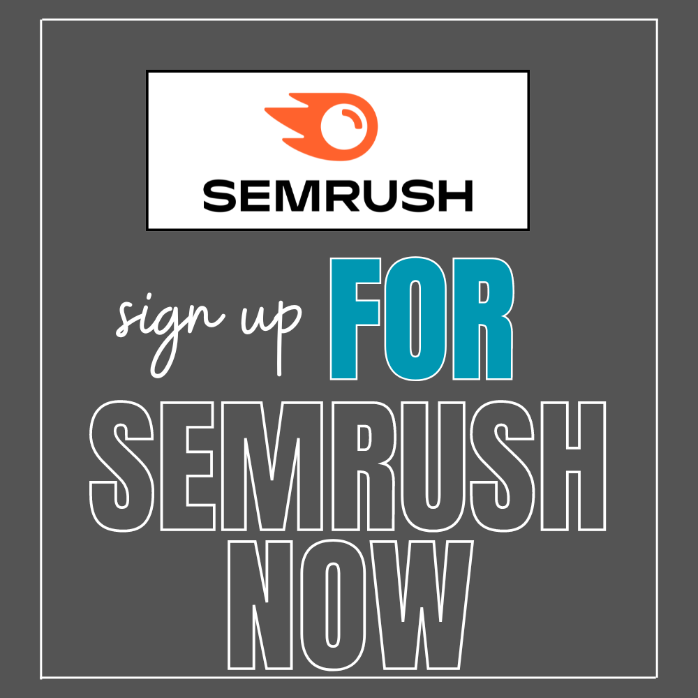 Advertisement promoting Semrush with a "Sign up for SEMrush SEO tools now" text, featuring the Semrush logo in white and orange on a gray background.