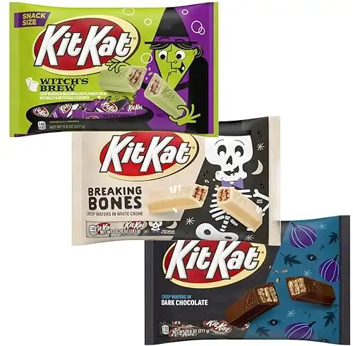 Halloween Kit Kat Candy Bars - Green Spooky Wafers, Individually Wrapped Fun Size (4-Pack)
