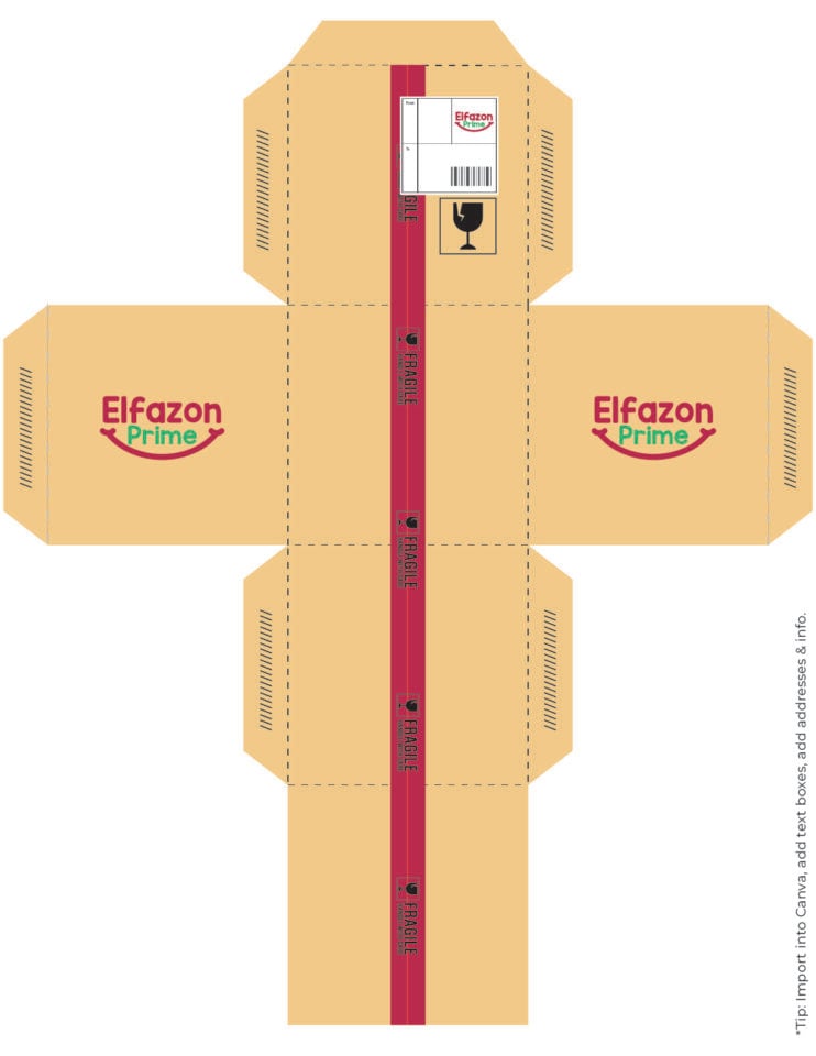 Elfazon boxes printable: Free Elf Sized Amazon box A Sparkle of Genius