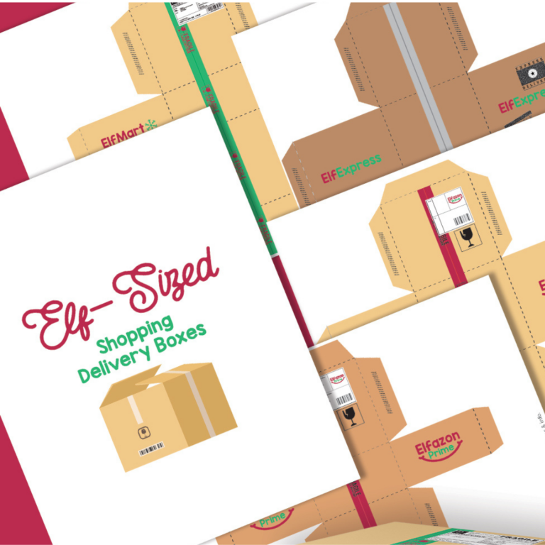 Elfazon boxes printable: Free Elf Sized Amazon box A Sparkle of Genius