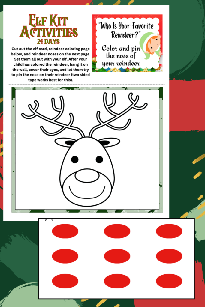 Discover our printable reindeer craft activity page, complete with instructions, a charming reindeer drawing, and a sheet of red noses ready to cut out and pin on. It's part of the cheerful Elf Bundle designed to delight crafters of all ages this holiday season!