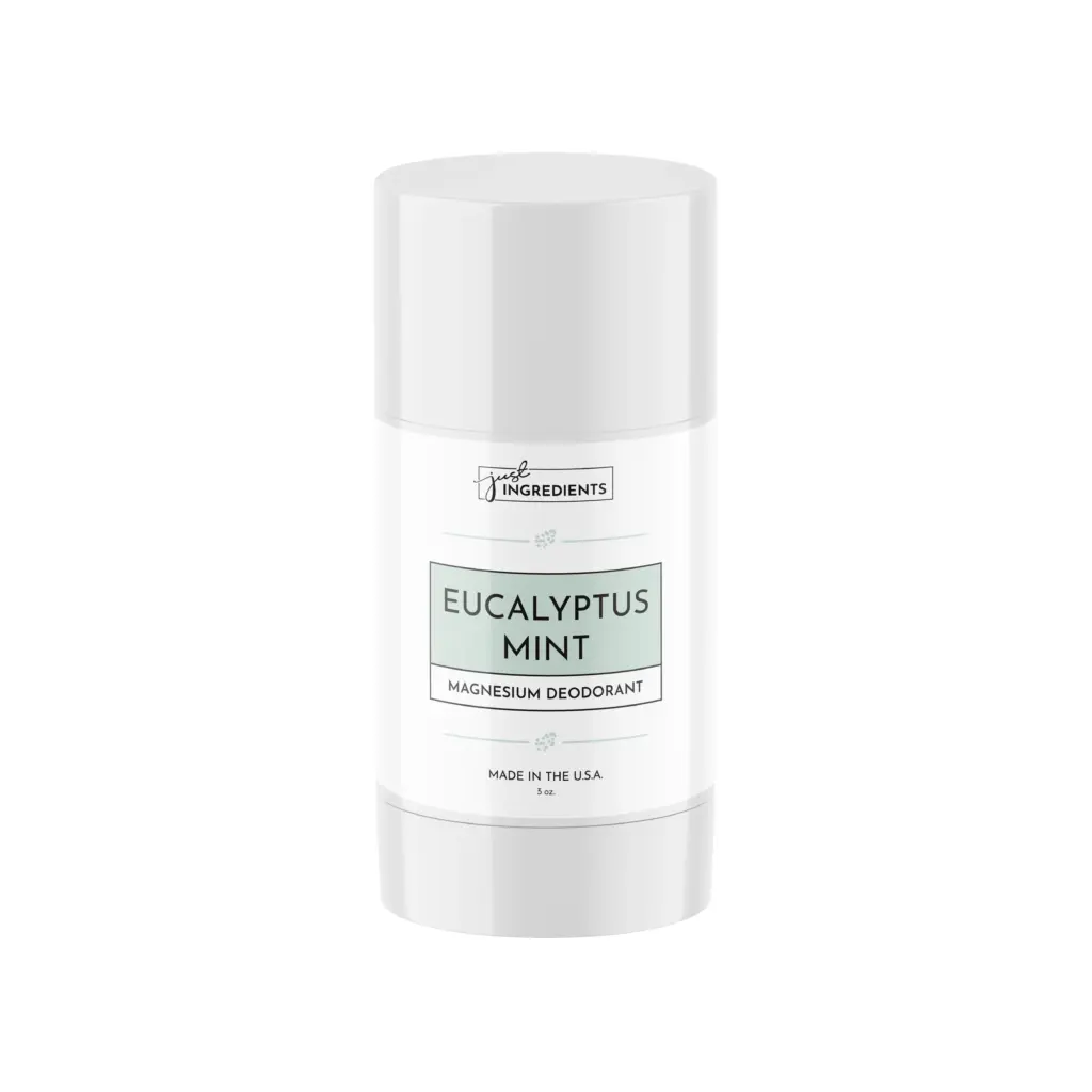 Eucalyptus Mint Just Ingredients deodorant – magnesium-based and perfect for sensitive skin Eucalyptus Mint Just Ingredients deodorant featuring magnesium and clean botanicals