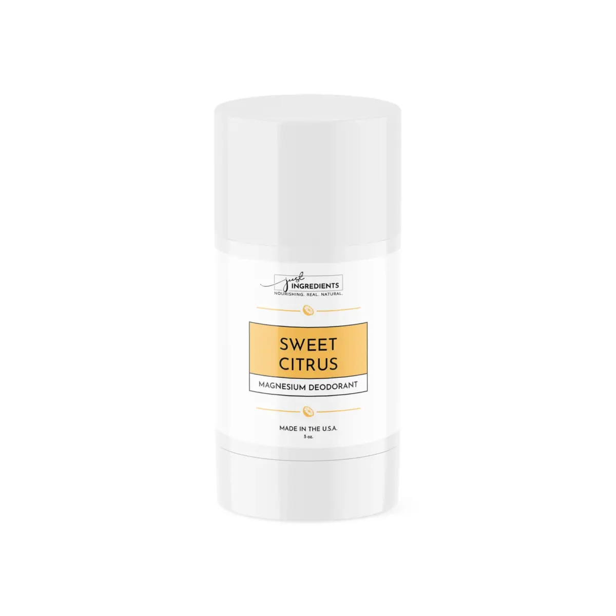 Just Ingredients stick deodorant in Sweet Citrus, aluminum-free and pH balanced