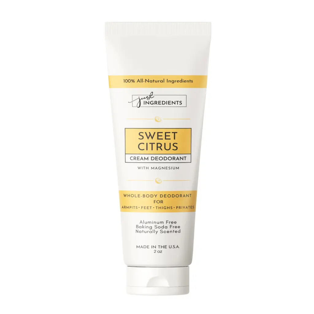 Cream version of Sweet Citrus Just Ingredients deodorant – easy application and natural protection Sweet Citrus cream deodorant from Just Ingredients with whole-body magnesium formula