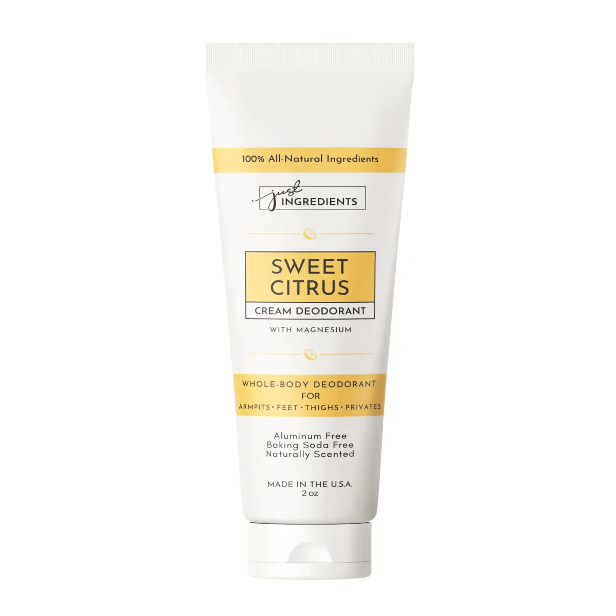 Sweet Citrus cream deodorant from Just Ingredients with whole-body magnesium formula