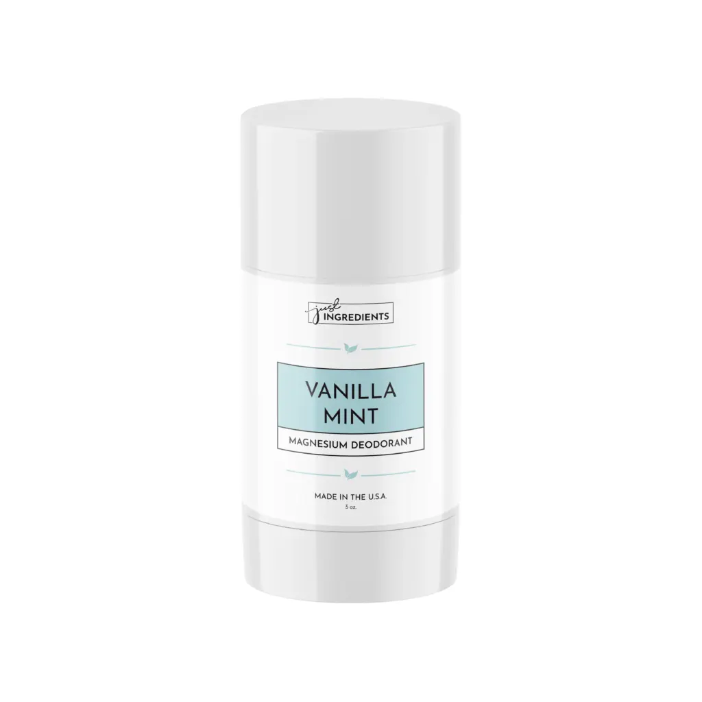 Just Ingredients Vanilla Mint deodorant – natural formula with magnesium oxide and code SPARKLE Vanilla Mint scented Just Ingredients natural deodorant with essential oils and magnesium