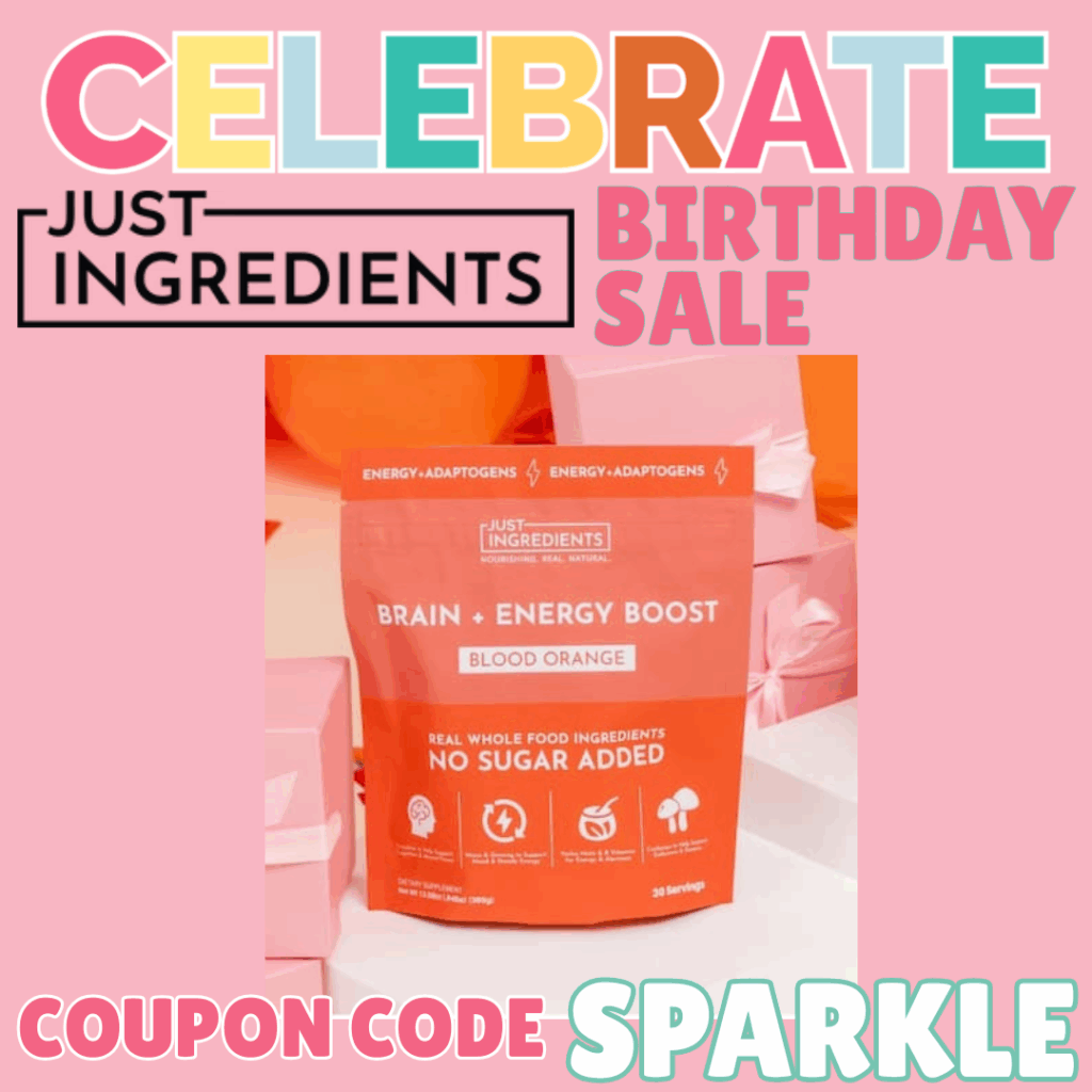 Blood Orange Brain + Energy Boost powder featured for Just Ingredients Birthday Sale.