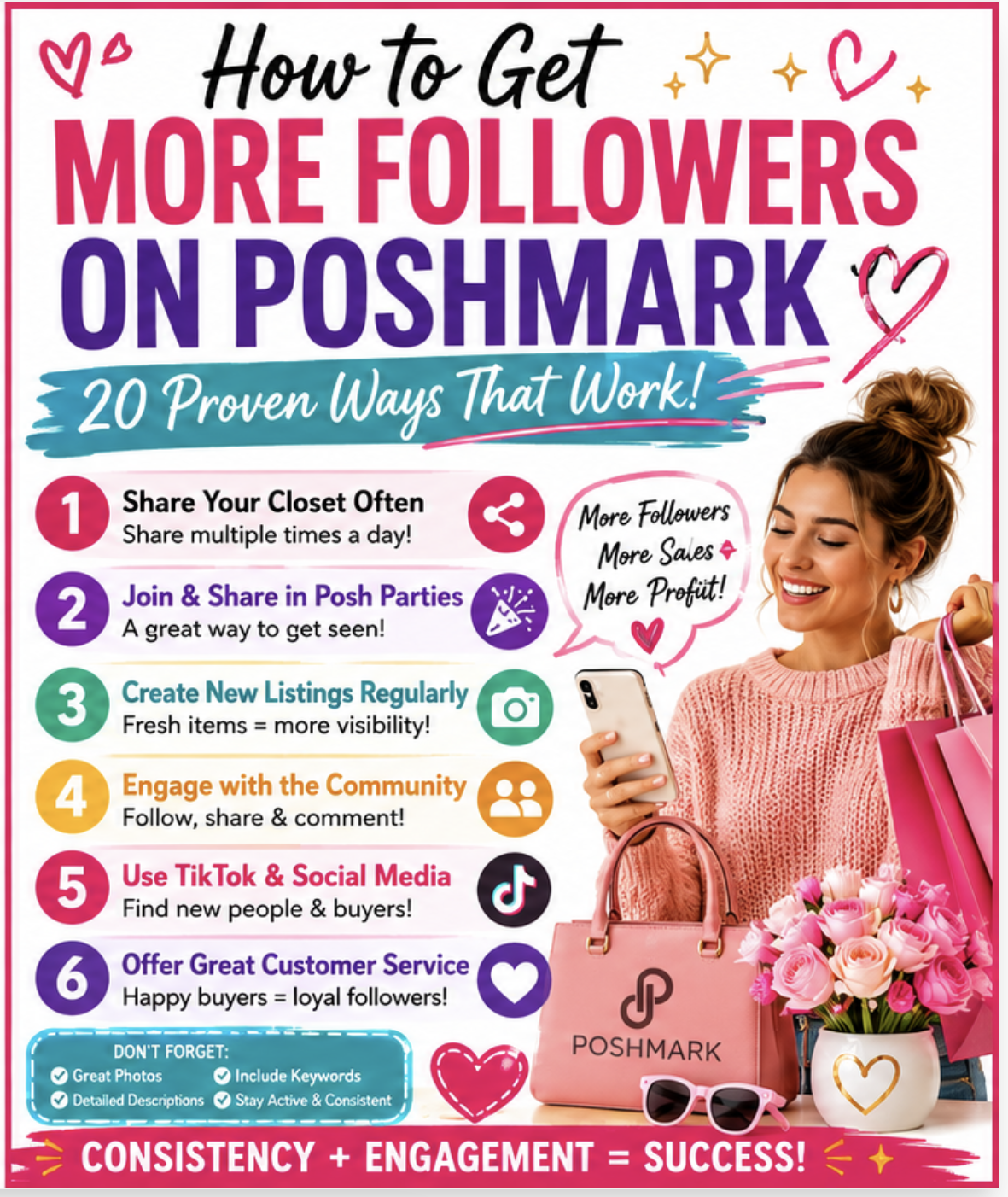 How to get more followers on Poshmark with proven strategies for growing a Poshmark closet, attracting potential buyers, increasing followers, and boosting sales.