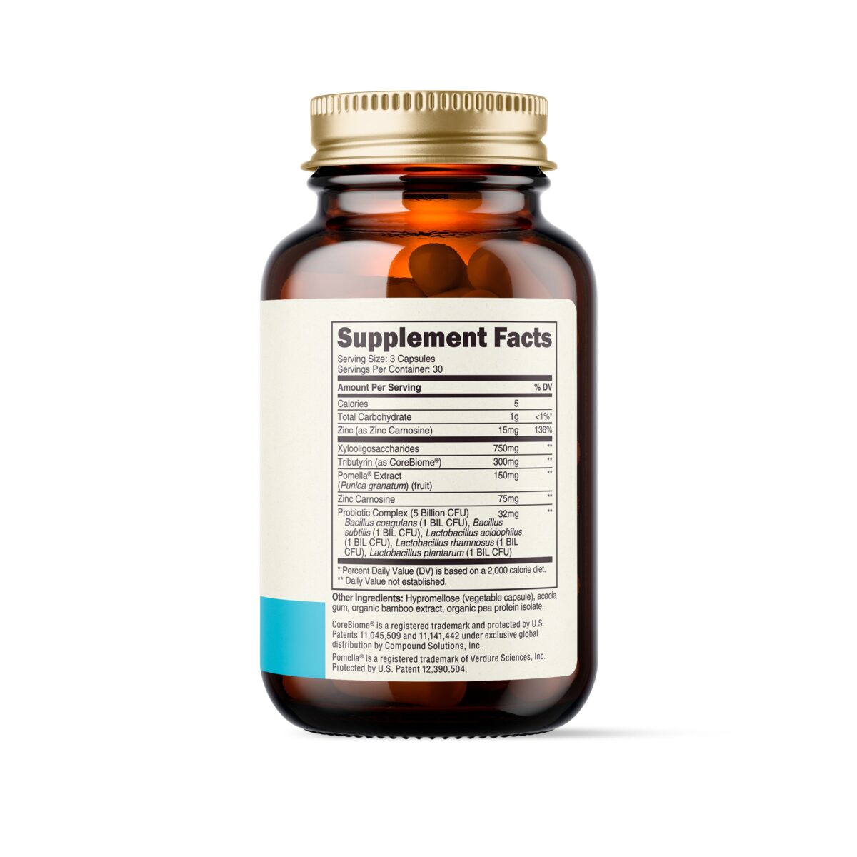 Ingredients label for Palm Life Probiotics